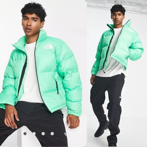 🪀🥎NWT The North Face 1996 Nuptse Jacket Neon Green • Size M - Picture 9 of 9